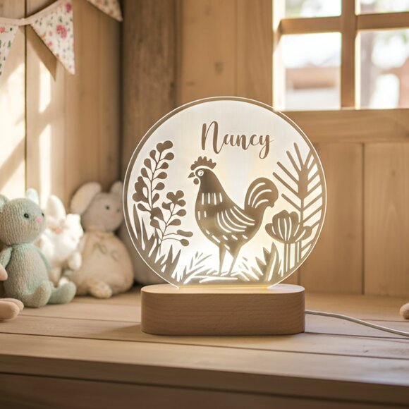 Chicken Custom Name Lamp • Personalized LED Cloud Decor • Kids Gift - Picture 8 of 8